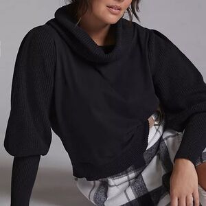 Anthropologie Dolan Left Coast Cowl Neck Pullover Black Size XS Petite